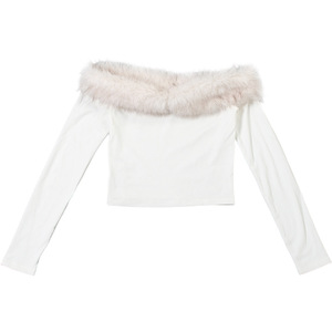 Novos Produtos 2026: Blusa Feminina Sexy Vintage de Manga Longa com Gola de Pele, Estampa de Leopardo e Renda, Modelo Justo e Regular - Product Image 6