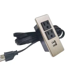 2 way USB furniture ekstensi daya socket dengan berbagai warna logam penutup