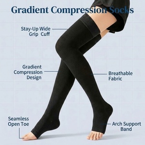 Calze al ginocchio ODM Gradient Support Youth con fascia antiscivolo in silicone, traspiranti, anti-pilling, altamente elasticizzate, lavorazione 3D senza cuciture - Product Image 3
