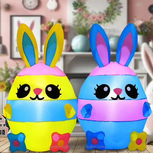 Easer Inflatable Outdoor Decoration 4.1FT Long Cute Rabbits Built in LED Lights Yard Decor for Home <b>Garden</b> Lawn Party - Product Image 3