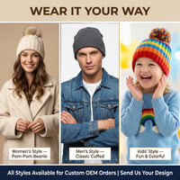 Gorro de Punto Personalizado con Logotipo Bordado, de Alta Calidad, Unisex, Cálido, de Algodón, para Invierno, para Hombre y Mujer