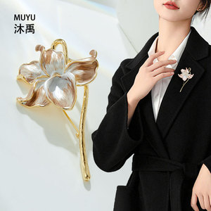 Elegant Flower Brooch Zinc Alloy Women's Party Corsage Lotus Design XC06770T9105 - Product Image 2