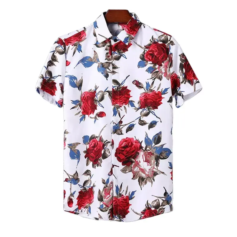 High quality men's shirt casual beach printing mens button up aloha shirt