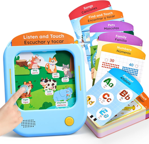 Tablette d'apprentissage pour enfants OEM, batterie au lithium ABS, forme d'animal, 106 pages, cartes parlantes espagnol-<span class=keywords><strong>anglais</strong></span>, 20 jeux interactifs - Product Image 2