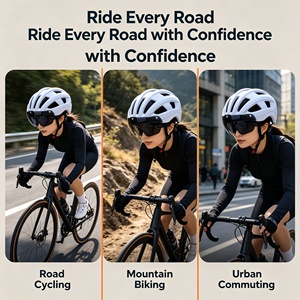 Casque de vélo magnétique intégré avec lunettes résistantes à l'eau pour hommes et femmes, cyclistes de route et de montagne, avec feux d'avertissement clignotants - Product Image 5
