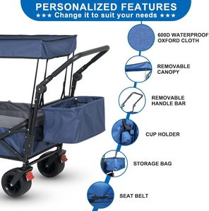 Hanak Fw02 ऑल-इलाज़ एल्यूमीनियम उपयोगिता वैगन 300lbs भारी ड्यूटी ढहने वाली गाड़ी समायोज्य ब्रेक हैंडल सीट प्लेटफॉर्म - Product Image 2