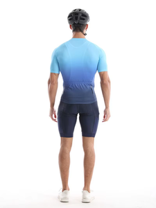 Vêtements de cyclisme sur route personnalisés pour sports de plein air, à manches courtes, avec cordon de serrage à la taille pour évacuer la transpiration, couleur dégradée - Product Image 4