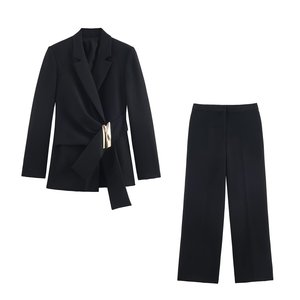 Collection Hiver 2026 PB&ZA pour Femme : <span class=keywords><strong>Blazer</strong></span> en Velours Anti-Plis à Manches Longues et Boucles Décoratives - Product Image 4