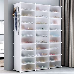 Étagère de rangement multi-niveaux simple, anti-poussière, grande capacité, pour entrée, balcon, intérieur, avec combinaison libre de rangement pour chaussures - Product Image 3