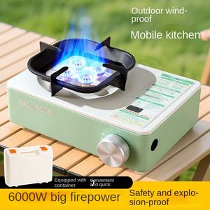 Réchaud à <span class=keywords><strong>gaz</strong></span> portable haute puissance en métal, <span class=keywords><strong>4</strong></span> brûleurs, butane, <span class=keywords><strong>camping</strong></span>, allumage automatique, sécurité, coupe-vent, facile à nettoyer, cuisine domestique - Product Image 5