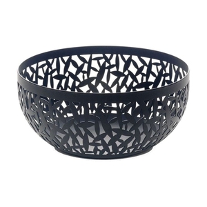 Corbeille à fruits décorative moderne en métal noir avec découpe, centre de table contemporain, bol de service pour table à manger et cuisine - Product Image 1