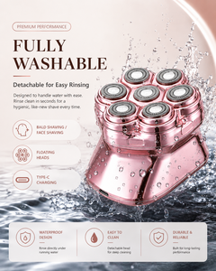 <span class=keywords><strong>Afeitadora</strong></span> Rotativa Flotante de 7 Cabezales Lucrotx para Hombre, <span class=keywords><strong>Afeitadora</strong></span> Magnética Desmontable a Prueba de Agua para Cabeza Calva con Pantalla Digital de Batería - Product Image 6