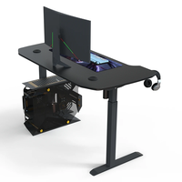 Escritorio de Computadora Ergonómico Moderno Wquantum con Portavasos, Mesa Ajustable en Altura para Trabajar Sentado o De Pie (Superficie de Metal y Madera)