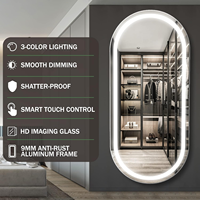 Miroir de Salon Professionnel Mural avec Lumières LED - Miroir de Corps Entier LED Ovale pour Salon