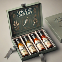 Boîte d'emballage de luxe en carton biodégradable de qualité alimentaire pour assaisonnements, sauces piquantes et épices, avec insert en EVA, marque distributeur