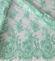 Tela de Tul de Alta Calidad con Lentejuelas y Bordado de Lujo, Color Verde, 100% Poliéster, para Vestidos de Novia de Niña