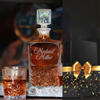 Juego de Cajas de Regalo De Madera personalizadas Premium con vasos de whisky transparentes al por mayor decantador y grabado