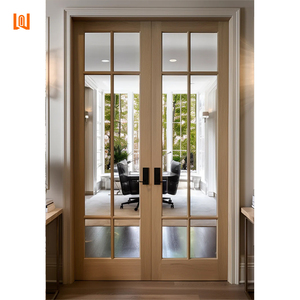 Venta al por mayor Casas de complejo residencial Interior Puertas francesas Directo de fábrica Puertas abatibles de aluminio Puertas de madera de aluminio - Product Image 2