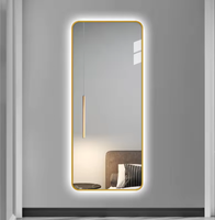 Offre Spéciale Miroir mural de bain sans cadre à LED à gradation 3 couleurs avec coins arrondis pour chambre à coucher salon dressing ou hôtel