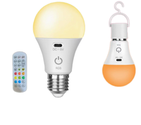 Ampoule LED portable rechargeable, culot E27, télécommande, CCT, trois couleurs, intensité réglable, lampe d'urgence pour intérieur, extérieur, camping