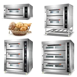 Oven Gas piza Bakery profesional komersial 3 dek 6 nampan Oven panggang untuk roti dan kue