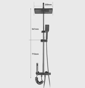 Ensemble <span class=keywords><strong>de</strong></span> douche mural <span class=keywords><strong>thermostatique</strong></span> moderne en chrome avec barre coulissante à 1 poignée, pommeau <span class=keywords><strong>de</strong></span> douche rectangulaire à jets doux/massage/pluie - Product Image 6