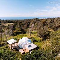 Dôme de glamping de luxe sur mesure 5m, résistant au vent et à la neige, pour camping familial quatre saisons avec cuisine intégrée