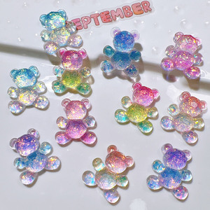 100 Stück Kawaii Cartoon-Tiere Bär Holzpferd Flache Rückseite Harz-Cabochons DIY Scrapbooking Basteln Haarschleifen-Zubehör - Product Image 4