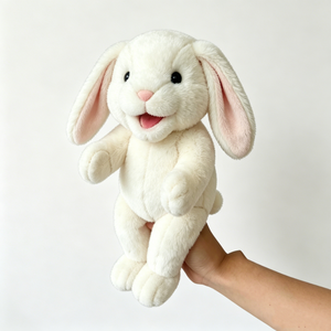 Marioneta de conejo de peluche suave personalizable, marioneta de conejo con boca móvil, marioneta de conejo de cuerpo completo, marioneta de conejo de peluche. - Product Image 4