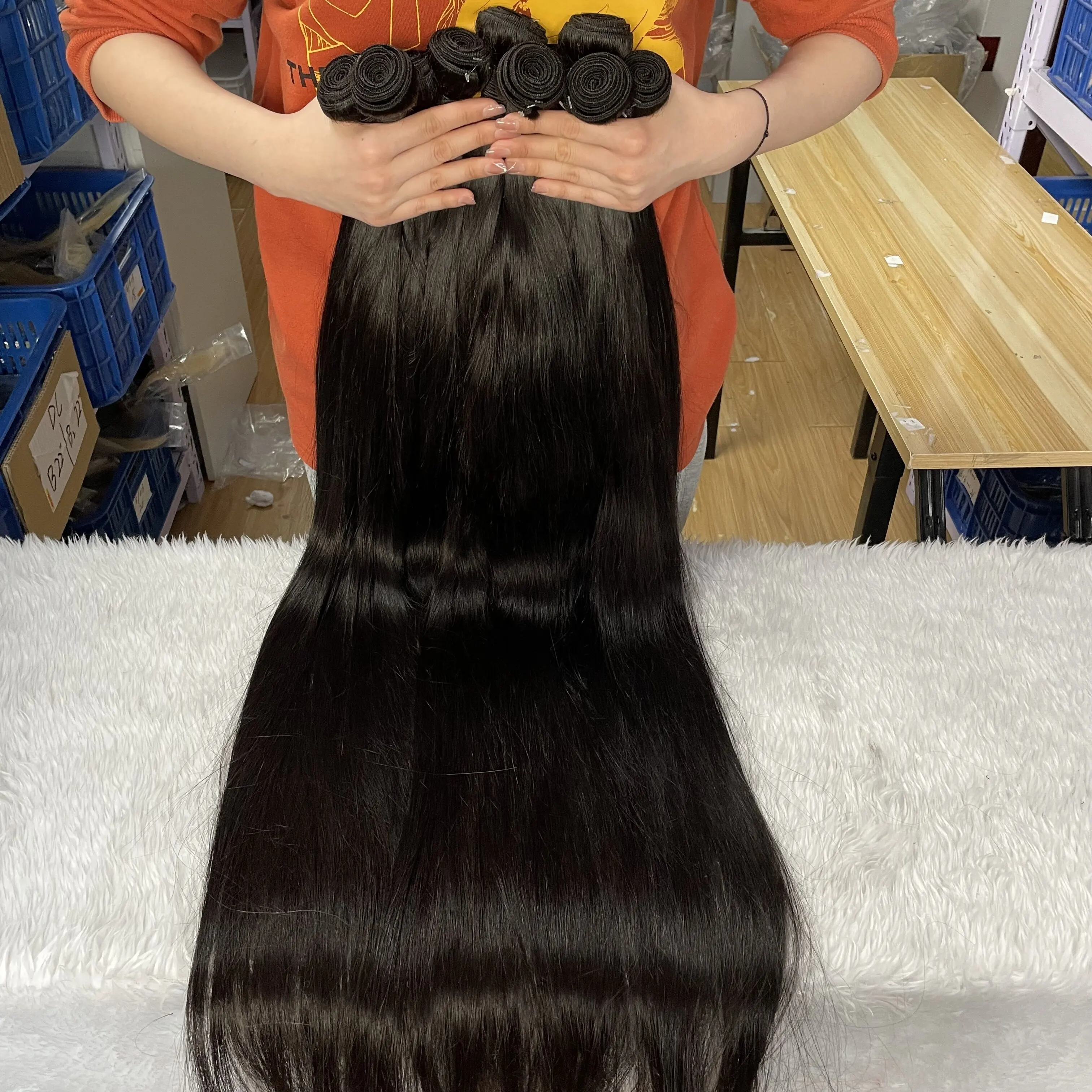Hot Selling Unprocessed Brazilian Hair One donor Virgin Hair Cuticle Aligned Straight Human Hair with double wefts