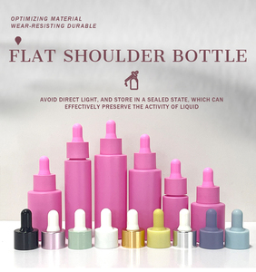 High Quality Flat Shoulder <b>Bottle</b> Customize Frosted Essential Oil Glass <b>Bottle</b> with Silver Rubber <b>Dropper</b> - Product Image 3