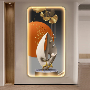 <span class=keywords><strong>Cuadros</strong></span> ovalados, póster impreso, imagen HD, luz de lienzo, decoración de entrada de lujo, luz LED, pintura de porcelana, arte de pared, decoración del hogar - Product Image 5