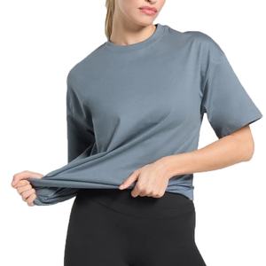 T-shirt pour femme en coton pur personnalisable à manches courtes pour l'été, coupe ajustée et ample - Product Image 5