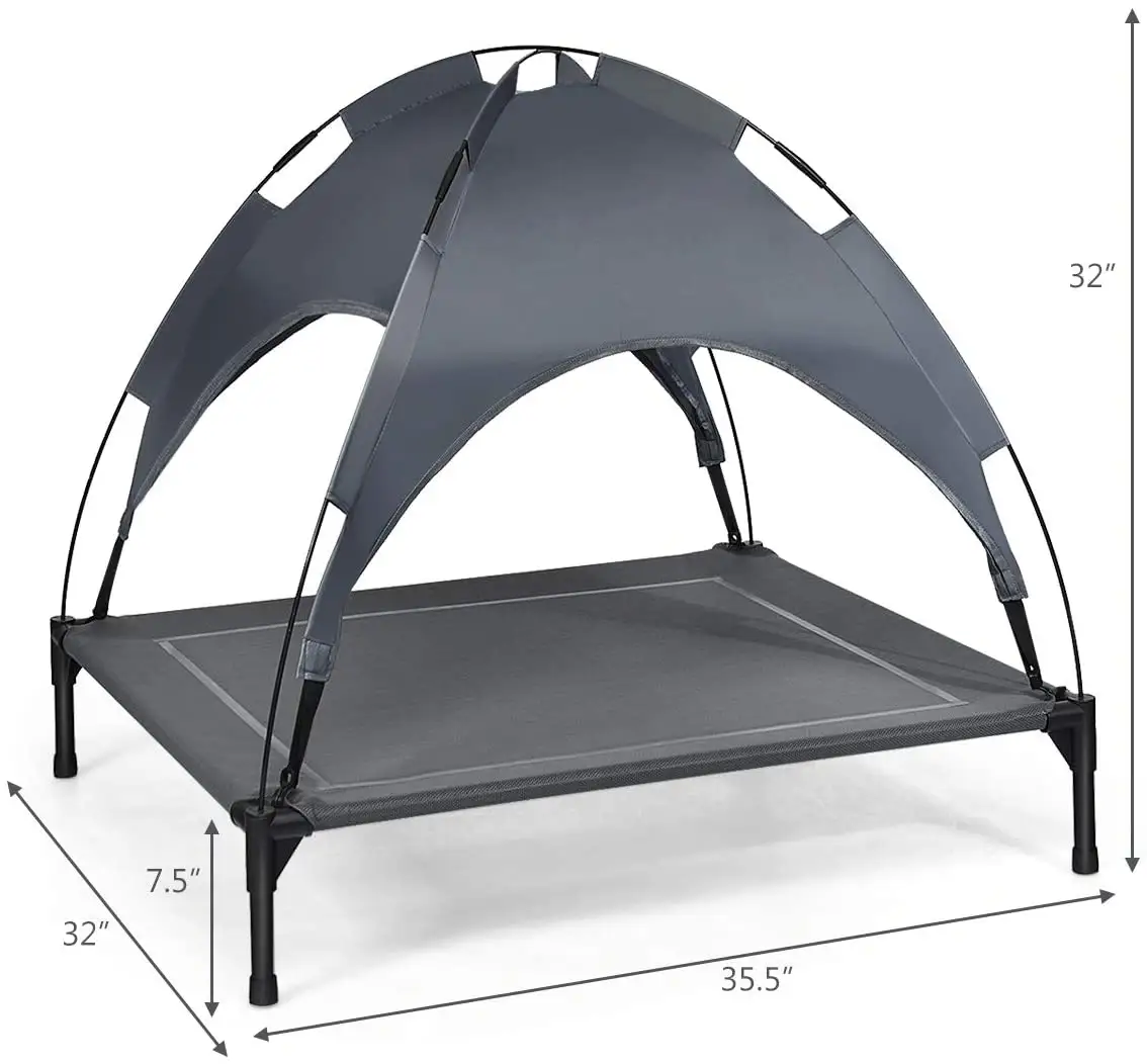 Lit surélevé lavable et transportable pour animaux domestiques, canopée, pour voyage en extérieur, accessoire pour camping, pour chiens, niche, écologique