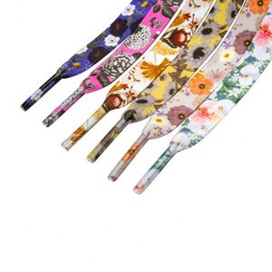 เชือกผูกรองเท้าโพลีเอสเตอร์ลายการ์ตูนอนิเมะพิมพ์ลายดอกไม้แบบแบน กว้าง 8 มม. สีสันสดใส สำหรับรองเท้าผ้าใบกีฬา ปรับแต่งได้ คู่หนึ่ง - Product Image 1