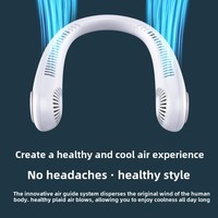 Ventilateur de cou sans pales, portable, silencieux, numérique, 5 vitesses, en plastique souple, rechargeable par USB, pour extérieur