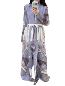 Women's Floor Length <b>Abaya</b> With Shawl Collar Floral Print Lightweight Rayon Modest Dress Long Sleeve All Seasons Daily Wear - Product Image 1