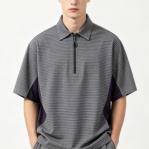 Wholesale Custom logo <strong>Waterproof</strong> Half-zipper Breathable Stripe Contrast Color Men's <strong>Short</strong> <strong>Sleeve</strong> <strong>Golf</strong> Windbreaker Shirt <strong>Jacket</strong> - Product Image 3