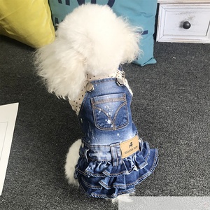 Fashion Sweet Puppy Cute Denim Jean Teddy Skirt Dresses Dog Dress Luxury <strong>Cat</strong> Boy Dress Pet Custom <strong>Clothes</strong> - Product Image 1