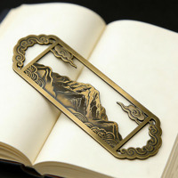 Marque-page en métal laiton antique, design personnalisé, motif montagne, haute qualité, cadeau créatif, accessoire de lecture artistique
