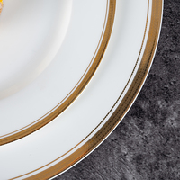 Service de table en porcelaine fine de luxe P&T Horeca, moderne, avec bord doré, assiettes en porcelaine fine blanche pour hôtels, restaurants et usage domestique