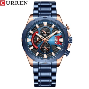 Reloj Cronógrafo Deportivo CURREN 8401 para Hombre con Esfera Grande, Correa de Acero Inoxidable Mate, Manecillas Luminosas, Reloj de Pulsera de Cuarzo Informal - Product Image 1