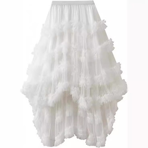 Femmes Vintage mi-longueur demi-gâteau jupe fine maille perlée taille haute Anti-rides élégante robe Studio <span class=keywords><strong>Photo</strong></span> <span class=keywords><strong>forêt</strong></span> gonflée - Product Image 1