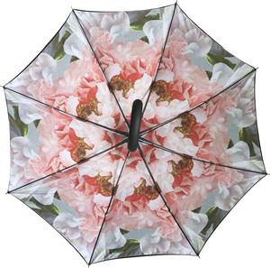 Parapluie double couche à ouverture automatique, design personnalisé couleur pleine, impression florale tendance à l'intérieur, haute qualité - Product Image 2