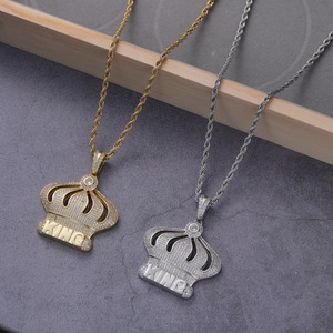 KING crown pendant, hip hop accessories cool <b>cross</b>-border copper inlaid zircon, King crown pendant <b>chain</b>. - Product Image 2