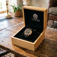 Boîte à montre simple en bois, finition mate, doublure intérieure en velours noir, logo personnalisé pour emballage cadeau de montre de luxe