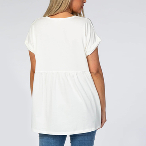 Camiseta de punto de algodón orgánico, Top de maternidad de manga corta con botones delanteros - Product Image 3