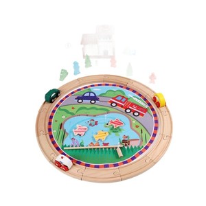Jouet de train en bois en gros, scènes de circulation routière, ferroviaire et forestière, jouet éducatif, modèle de voitures populaires, jouet de construction <span class=keywords><strong>pour</strong></span> enfants - Product Image 1