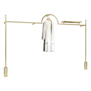 Abbigliamento in acciaio inox Display a parete Rack appendiabiti a parete in oro a parete cremagliera abbigliamento per negozio di vestiti - Product Image 6