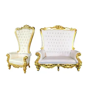 cheap luxury french baroque royal king high back loveseat throne chair for wedding party